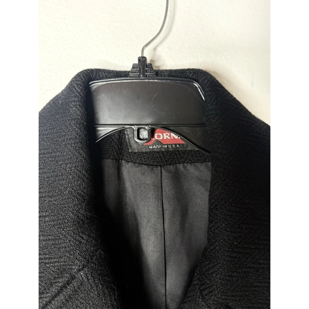 Vintage Alorna Pea Coat Large Black 80s Made In‎ USA 100% Wool Classic Luxury